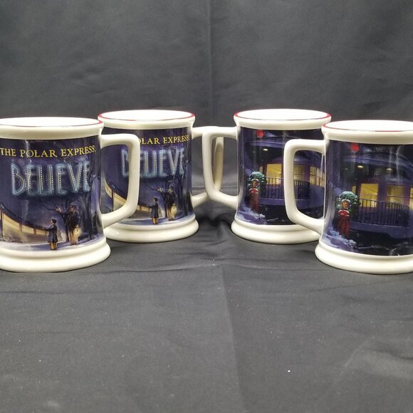 Set of 4 Polar Express "Believe" Mugs - Picture 2 of 5